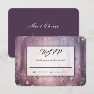  Magical Lavender Fairy Lights Wedding RSVP Card