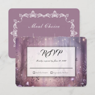 Magical Lavender Fairy Lights Wedding RSVP Card