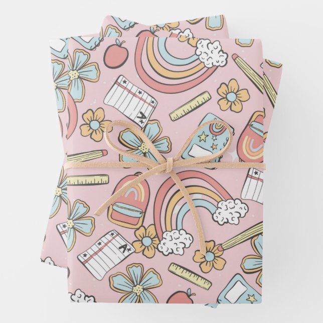 Magical Learning School Pattern Wrapping Paper Sheets (In situ)
