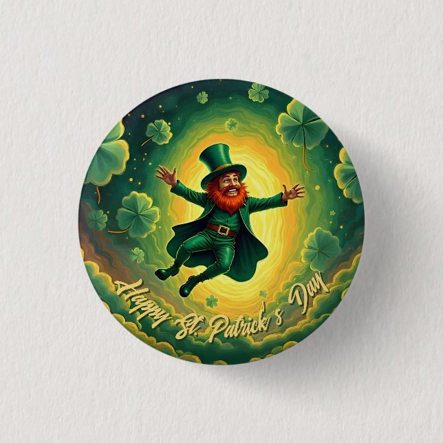 Magical Leprechaun St. Patrick’s Day Art Button (Front)