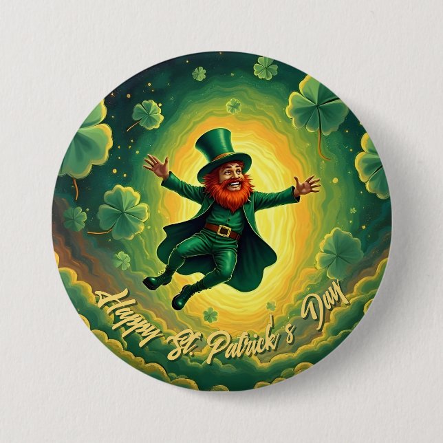 Magical Leprechaun St. Patrick’s Day Art Button (Front)