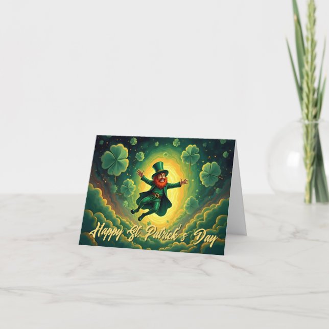 Magical Leprechaun St. Patrick’s Day Art Thank You Card (Front)