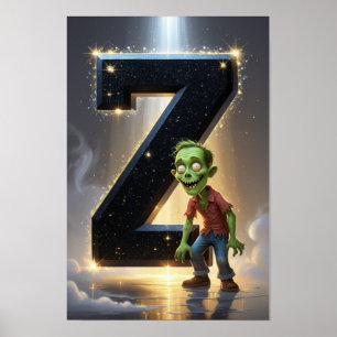 Magical Letter Z Wall Art Poster for Kids Room