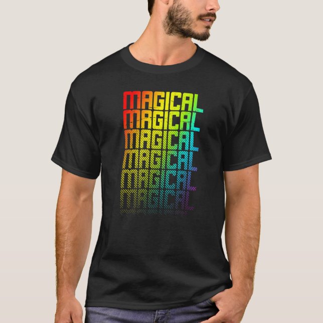 Magical Lgbtq+ Rainbow Gay Pride Text Fade Graphic T-Shirt (Front)