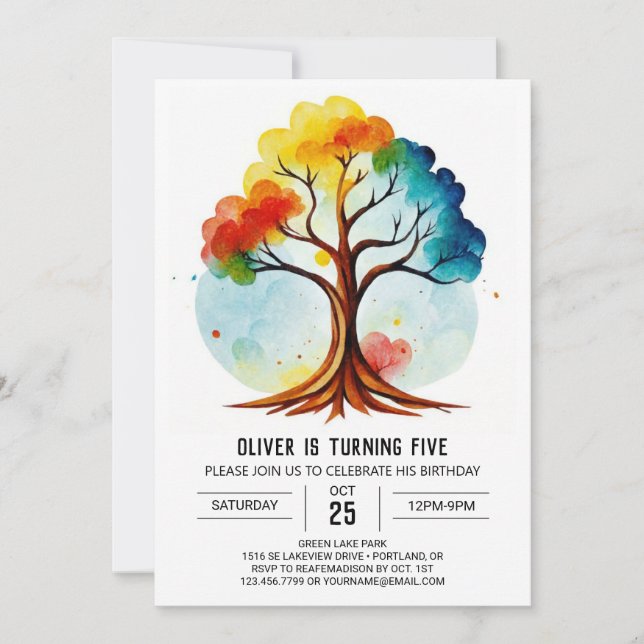 Magical Life Tree Birthday Invitation (Front)