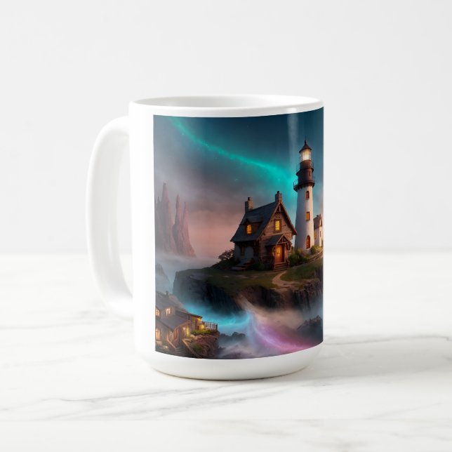 Magical Lighthouse Scene Coffee Mug (Front Left)