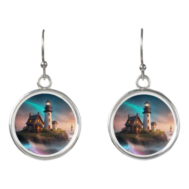 Magical Lighthouse Scene Earrings (Front)