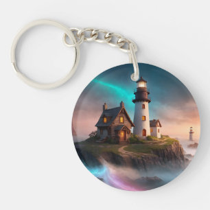 Magical Lighthouse Scene Keychain
