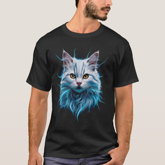 Magical Lightning Cat Cool Feline Fantasy Cute Kit T-Shirt (Front)