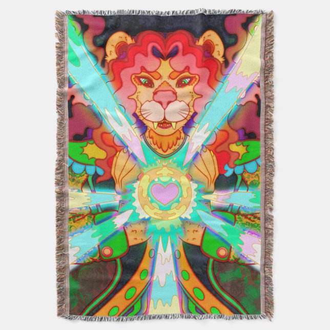 Magical Lion Throw Blanket (Front Vertical)