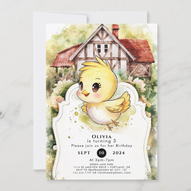 Magical Little Chicken Birthday Invitation (Front)