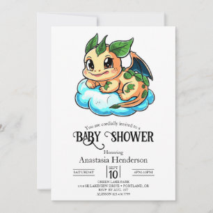 Magical Little Digital Dragon Baby Shower Invitation