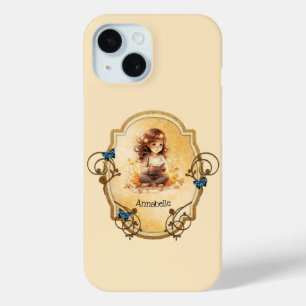 Magical Little Girl Reading a Book iPhone 15 Case