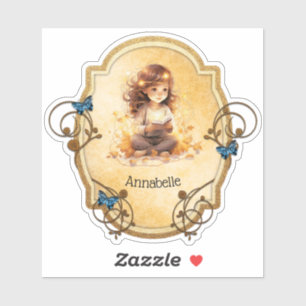 Magical Little Girl Reading a Book Sticker