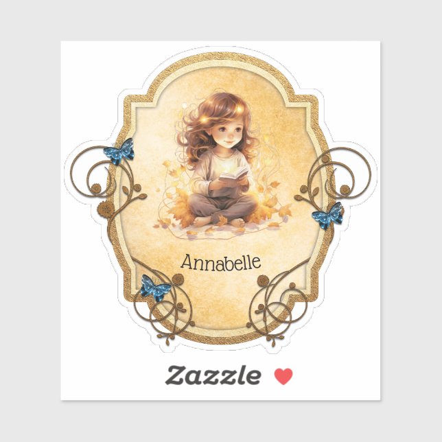 Magical Little Girl Reading a Book  Sticker (Sheet)