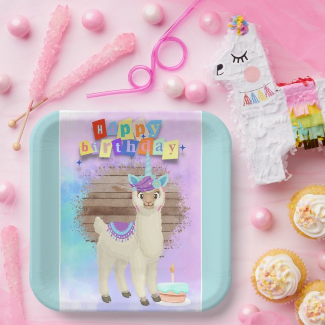 Magical Llamacorn Happy Birthday Paper Plates (Party)