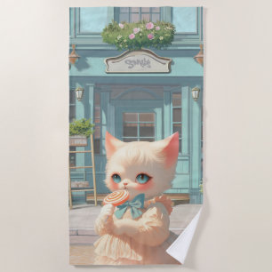 Magical Lollipop: Bao Bao Baby Cat Sweet Shop Beach Towel