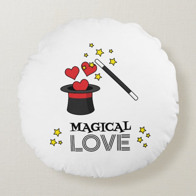 Magical Love - Black Round Pillow (Front)