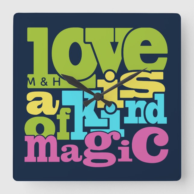 Magical Love custom monogram wall clock (Front)