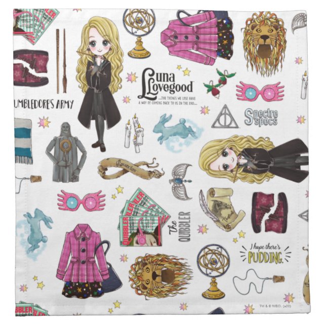 Magical Luna Lovegood Watercolor Cloth Napkin (Front)