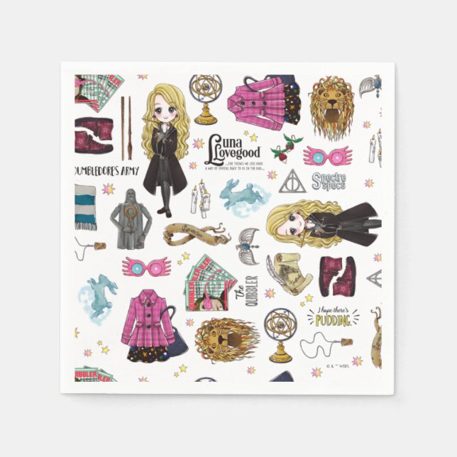 Magical Luna Lovegood Watercolor Napkins (Front)