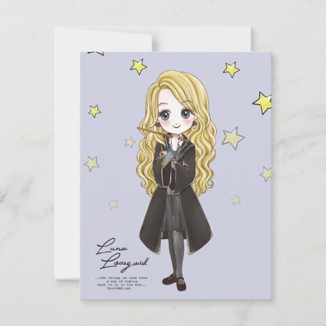 Magical Luna Lovegood Watercolor Note Card (Front)