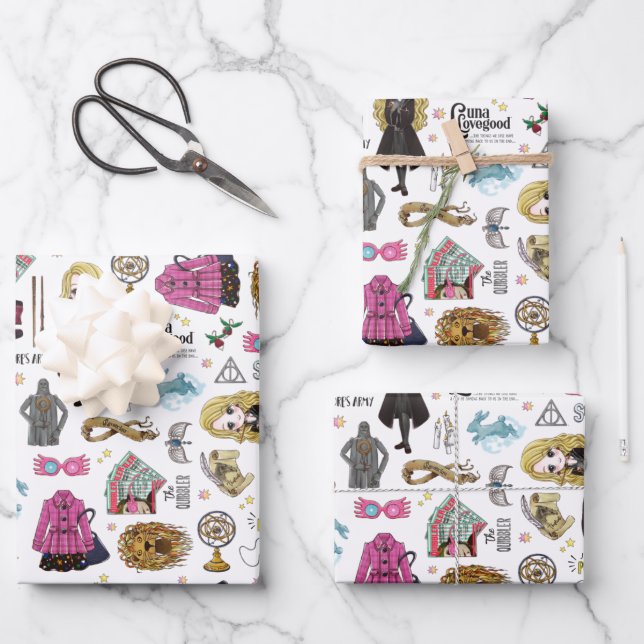 Magical Luna Lovegood Watercolor Wrapping Paper Sheets (Front)
