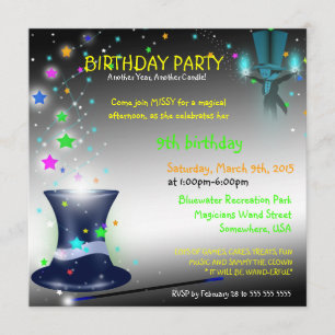 Magical Magicians Hat Birthday Party Invitation