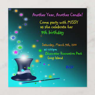 Magical Magicians Hat Birthday Party Invitation