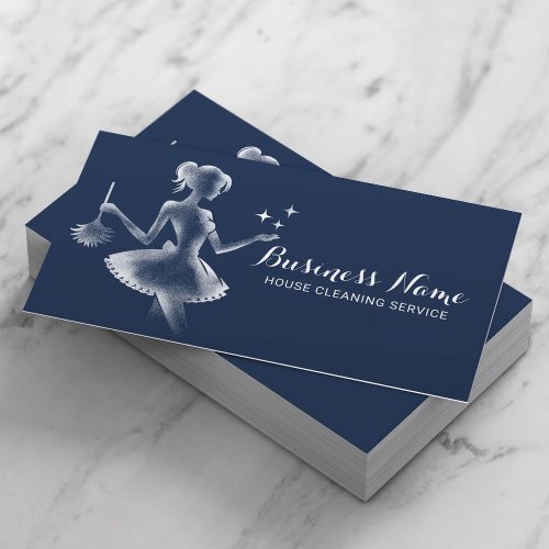 Magical Maid Cleaning Housekeeping Navy Blue Business Card