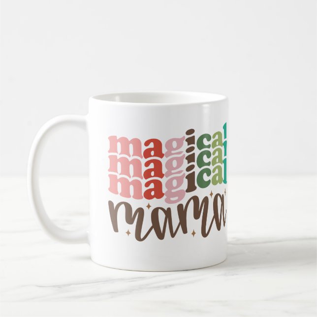 Magical Mama Retro Groovy Christmas Holidays Coffee Mug (Left)