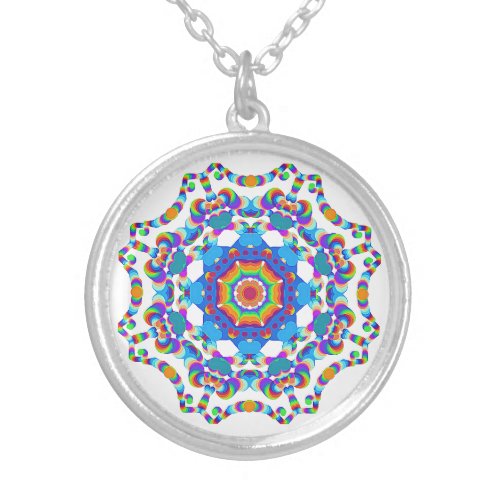 *~* Magical Mandala Throat Chakra Silver Plated Necklace