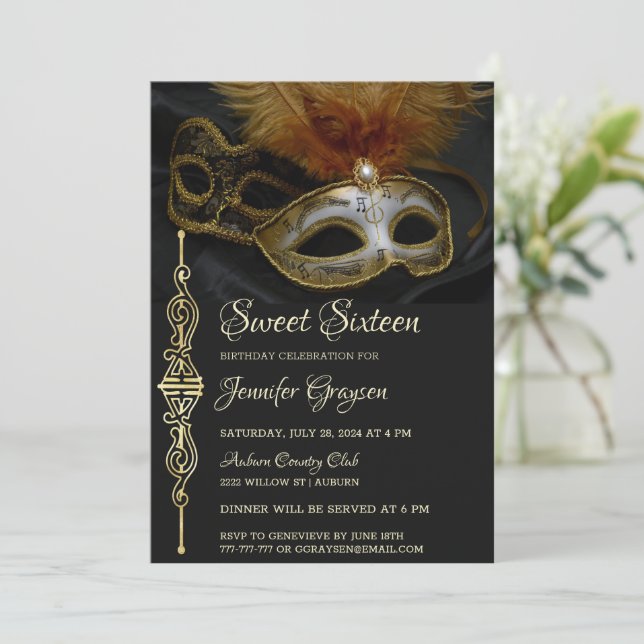 Magical Masquerade Ball Birthday Invitation (Standing Front)