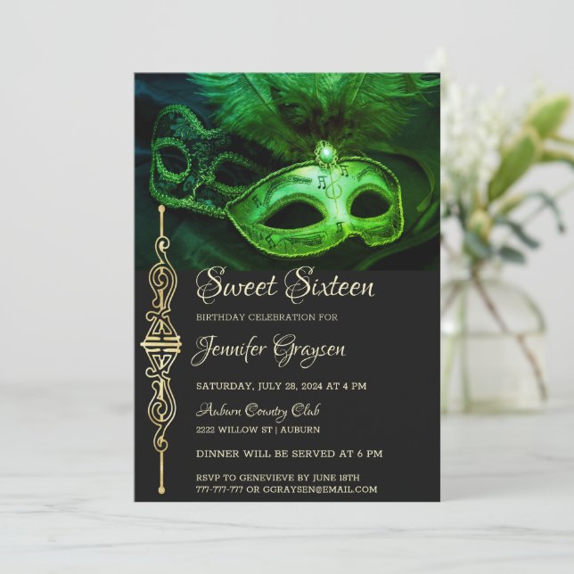 Magical Masquerade Ball Birthday Invitation (Standing Front)