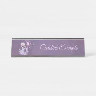 Magical melodies of the cute purple skeleton.  desk name plate