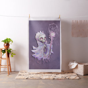 Magical melodies of the cute purple skeleton. fabric