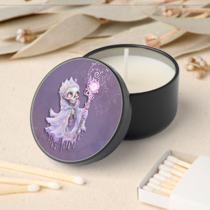 Magical melodies of the cute purple skeleton. mini candle favors
