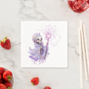 Magical melodies of the cute purple skeleton. napkins