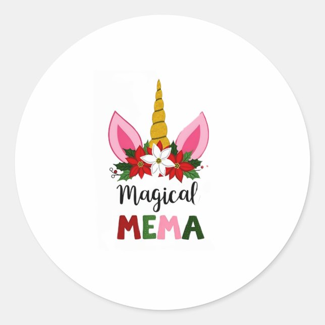 Magical Mema Unicorn Shirt Christmas Pajama Shirt  Classic Round Sticker (Front)