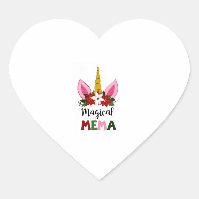 Magical Mema Unicorn Shirt Christmas Pajama Shirt  Heart Sticker (Front)