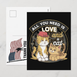 Magical Meow Meow Thank You Veterans Memorial Day Holiday Postcard
