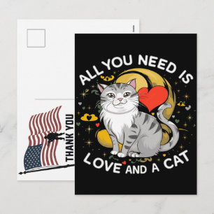 Magical Meow Meow Thank You Veterans Memorial Day Holiday Postcard