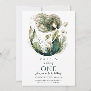 Magical Mermaid 1st Birthday Invitation