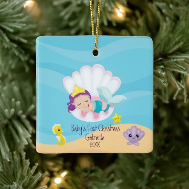 Magical Mermaid Baby's First Christmas Ceramic Ornament