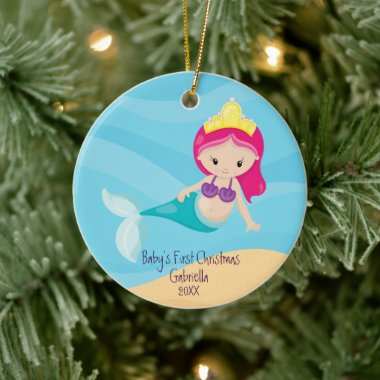 Magical Mermaid Baby's First Christmas Ceramic Ornament