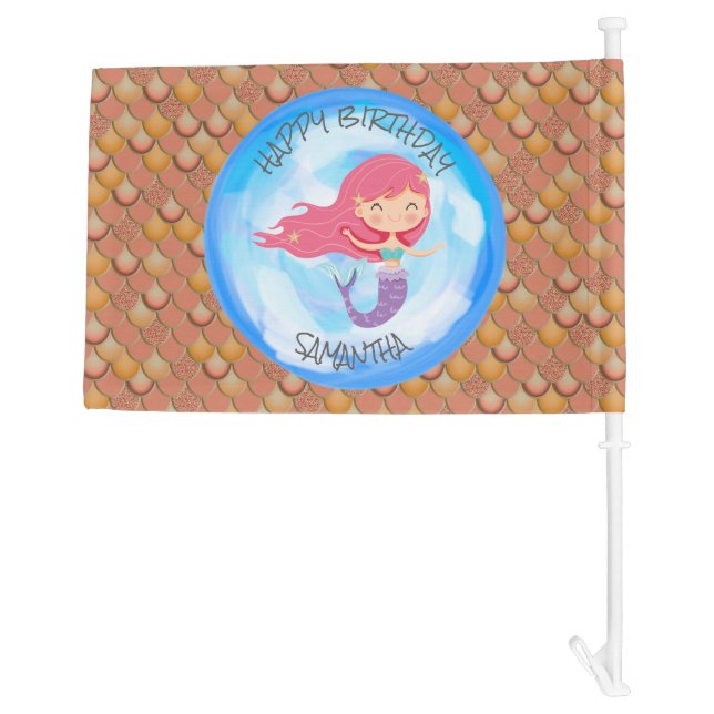  Magical Mermaid Birthday Car Flag (Back)