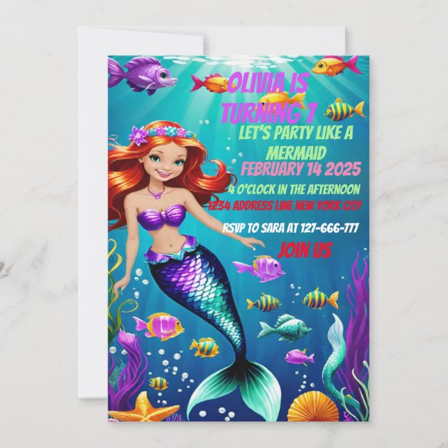 Magical Mermaid Birthday Invitation (Front)