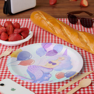 Magical  Mermaid Birthday Invitation Card Paper Plates