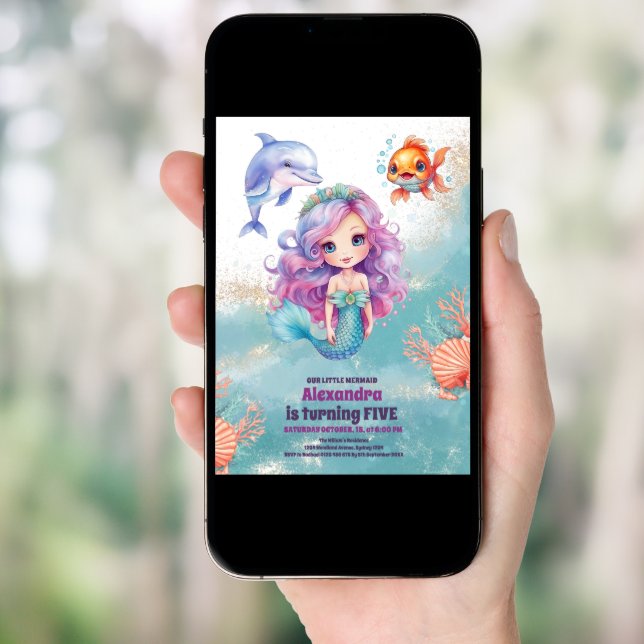 Magical Mermaid  Birthday Party Invitation (Front Digital)