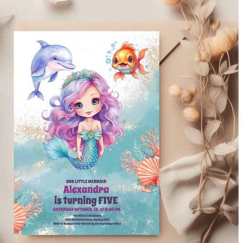 Magical Mermaid  Birthday Party Invitation